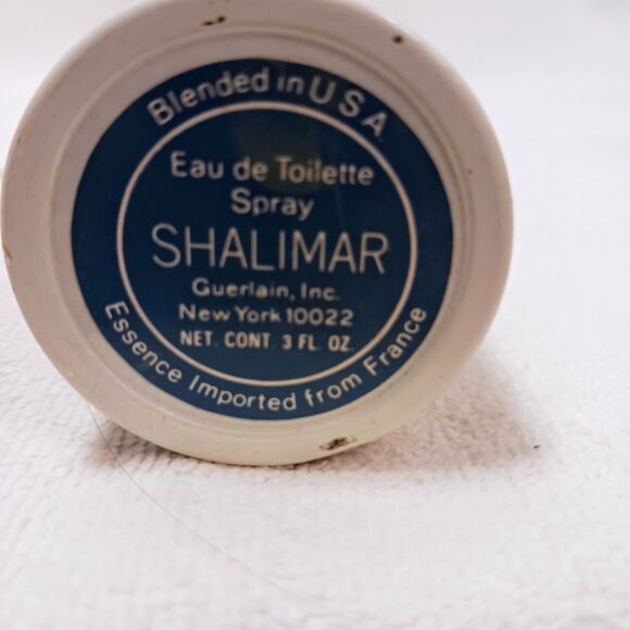 60s Guerlain Shalimar Blue White Canister Enamel EMPTY 3 oz Bottle Spray Vintage - Picture 10 of 13